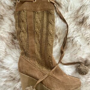 Colin Stuart Brown Suede Knit Women's Boots
